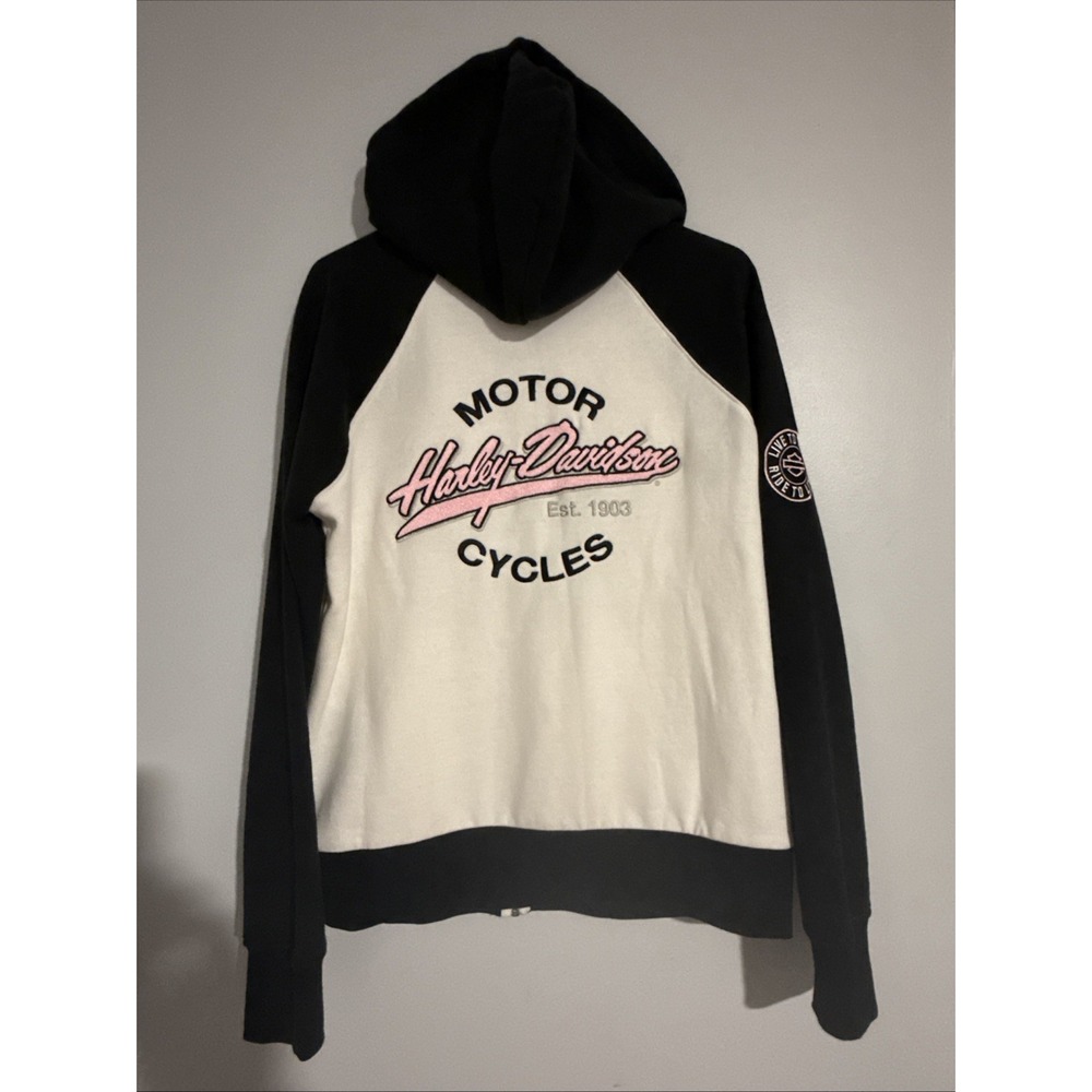 Harley Davidson Women's Size L Fleece Hoodie Zip Up Jacket Breast Cancer NWT